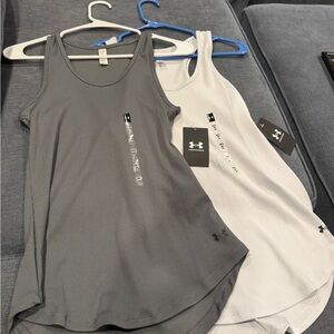 Under Armour Gray and White Relaxed Fit Tank Top